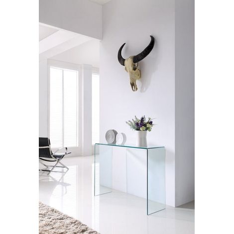 Crystal Large Stylish Curved Glass Hallway Console Table (1/2)