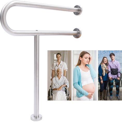 WC-Handlauf Toiletten Aufstehhilfe Stützgriff Edelstahl Haltegriff Tragfähigkeit, Geeignet Für Badezimmer, WC, Flur, Hotel, öffentlicher Ort, 60 73 cm
