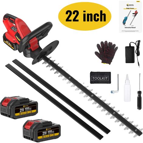 Elektrischer Heckenschneider, kabelloser Betrieb, Hochleistungsbatterie, Rot 22 Zoll (1/2)