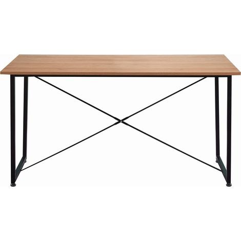 Table à manger pour cuisine et salle à manger en bois MDF aspect acacia et métal 140 x 70 cm - PANGIVO (1/5)