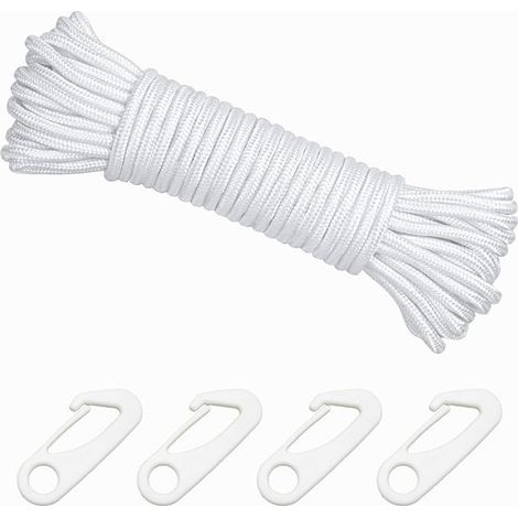 Flag Rope with Fixing Clips 6mm Nylon Rope for Mast Shade Sail Camping Boat Garden Outdoor Use (1/4)