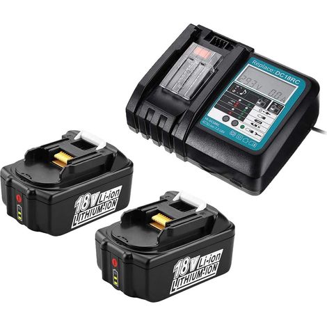 2X BL1850B Batterie et Chargeur 18V 5Ah Remplacement pour Batteries avec Chargeur DC18RC 3A Compatible avec BL1850B BL1860B BL1830BTondeuse DLM431Z DLM380Z DUC353Z DUB362Z (1/5)