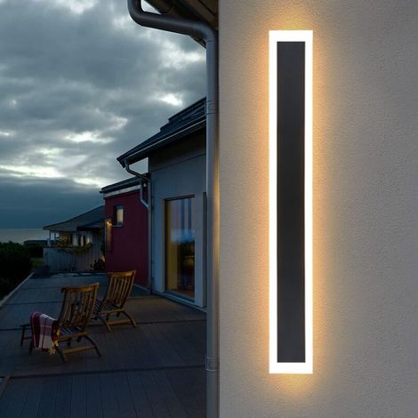 Applique Murale LED Exterieur - Eclairage Mural IP65 Etanche 50CM Noir Lampe Extérieure Moderne 3000K Acrylique 21W Intérieur Extérieur Applique Murale Extérieure pour Villa Terrasse Jardin