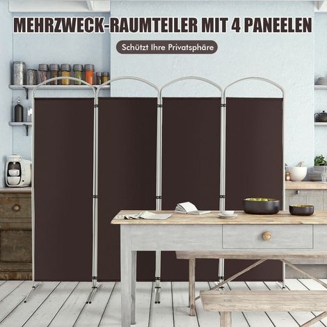 Faltbarer Raumteiler, 4-teilig, 221 x 188 cm, Braun
