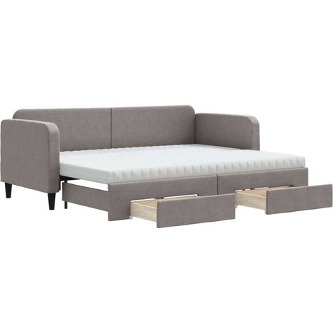 Maison Exclusive - Divano Letto Estraibile con Cassetti Tortora 80x200 cm Tessuto