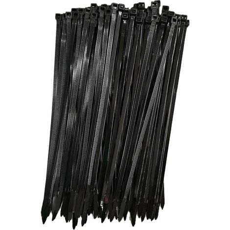 Collier de serrage réutilisable en plastique, 250 mm x 7,6 mm, fixation de câble réutilisable, collier de serrage en nylon, colliers de serrage de 250 mm, noir, lot de 100 pièces HA (1/5)