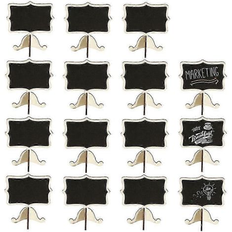 Lot de 15 mini marque-places avec chevalet - Petits panneaux rectangulaires en bois effet tableau noir pour mariages, anniversaires, numéros de table, signalétique pour plats et occasions spéciales (1/5)