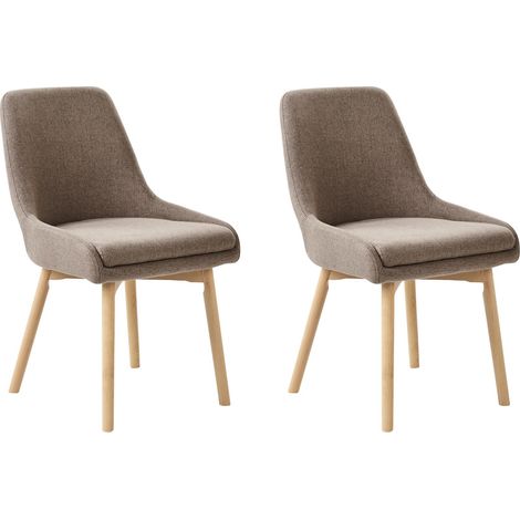 Set di 2 Sedie da Pranzo Gambe in Legno e Tessuto marrone Melfort
