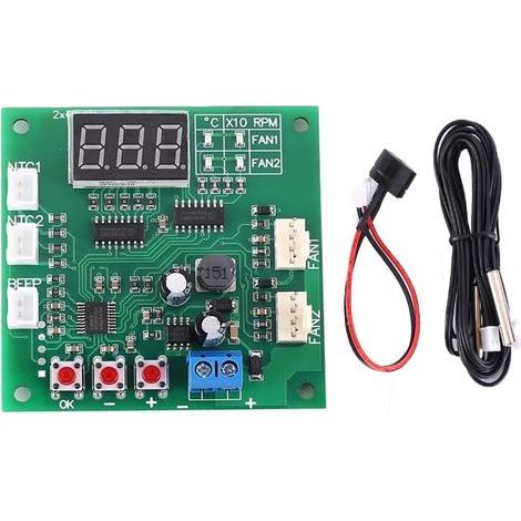 Module pilote PWM 2 canaux 4 fils DC 12 V 24 V 48 V - Avec fil de contrôle de température - Module d'affichage de vitesse pour ventilateur de PC (1/5)
