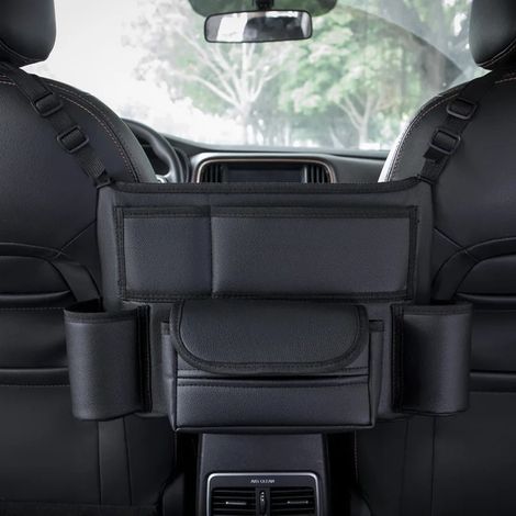 (Version améliorée) Porte-sacs à main en cuir pour voiture, organisateurs et rangements pour sièges avant, espace entre les sièges, sac de rangement pour sièges auto (1/5)