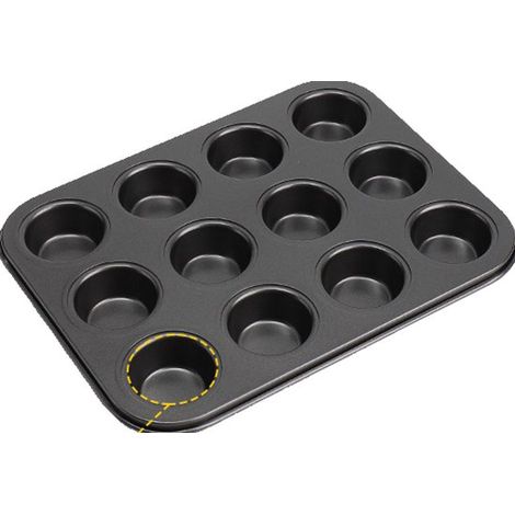 Antihaftbeschichtete Muffinform, für Cupcakes, Brownies, Pudding und andere Backwaren, Schwarz, 25,5 x 19,5 cm (1/5)