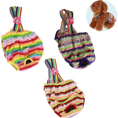 Lot de 3 couches pour animaux, QttvbTna, coton, multicolores, taille M (1/5)