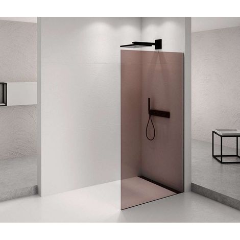 Polysan Architex - Mampara de ducha Walk-In, 96x210 cm, cristal negro mate/marrón AXB100MR (1/2)