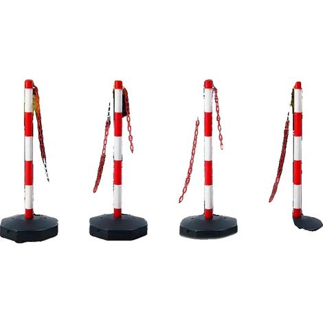 Verkehrshütchen, höhenverstellbar bis zu 1,2 Metern, rot-weiße Farbe, füllbare Basis hält bis zu 5 kg, beinhaltet eine 2,4 Meter lange Kette, geeignet (1/5)