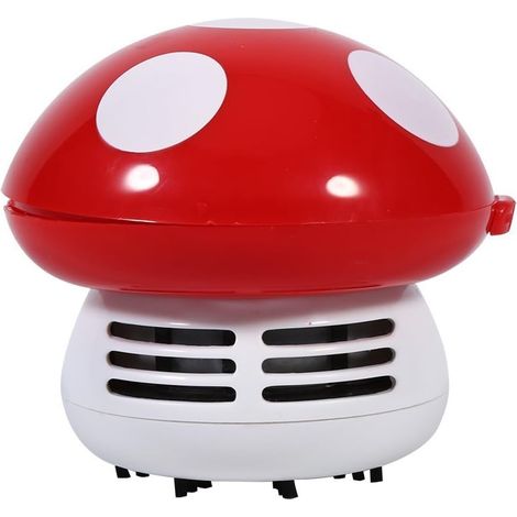 Mini Clean de vaccin à poussière de Table Mignonne, balayeur de poussière en Forme de Champignon Sweeper de miettes Mini aspirateur de Table ramasse Miette de Table, 9x9cm/3,5x3,5 Pouces (1/5)