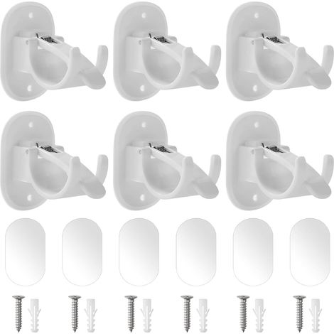 Lot de 6 supports de montage adhésifs – sans perçage pour tringle à rideaux, ABS (1/4)