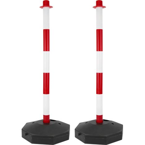 PrimeMatik - Poteaux de barrière de chaîne de files attente 31x91 cm rouge blanc 2 unités (1/5)