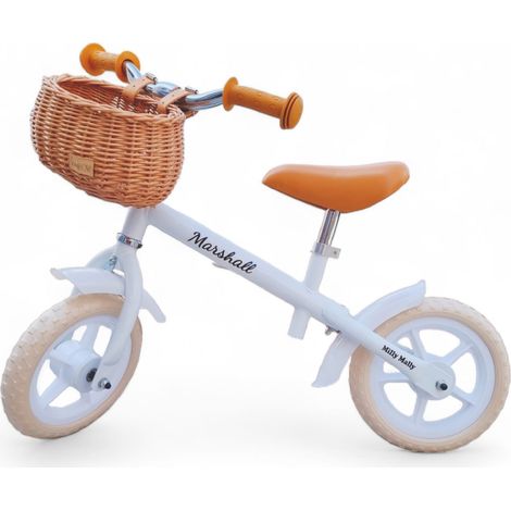 Cesta para bicicleta de equilibrio de mimbre natural con correas Dumpy MINI. (1/5)