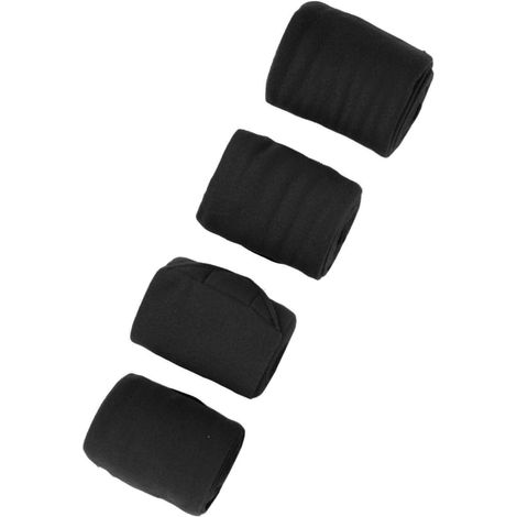 Lot de 4 bandes de protection pour jambes de cheval, en polaire douce, noires, pour l'équitation. (1/5)
