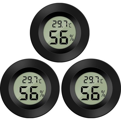Mini-Digital-LCD-Thermometer-Hygrometer, tragbarer Temperatur- und Feuchtigkeitsanzeiger für Büro, Küche, Humidore, Inkubatoren, Reptilien, 3 Stück (1/5)