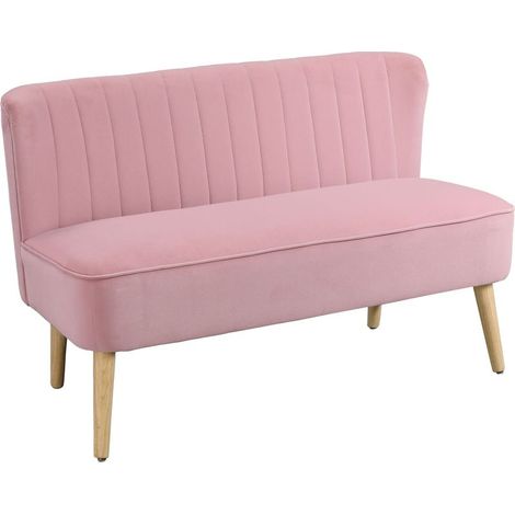 Canapé 2 places, canapé en tissu, divan, canapé capitonné, canapé lounge, large, rose (1/5)