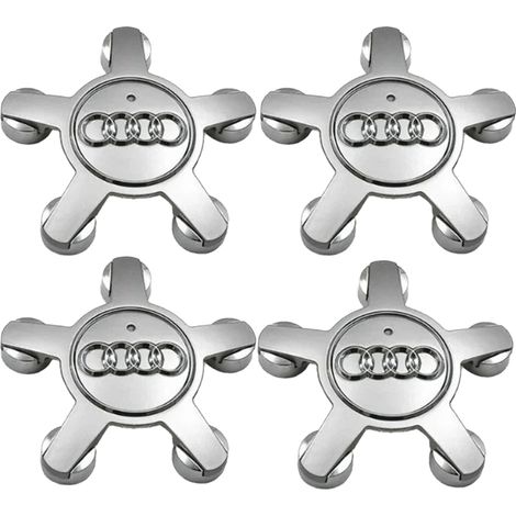 Jeu de 4 enjoliveurs 135 mm, accessoire roue argent, emblème central, pour véhicule Audi (1/5)