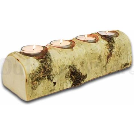 Support de bougie naturel en bouleau - 4 bougies (1/4)