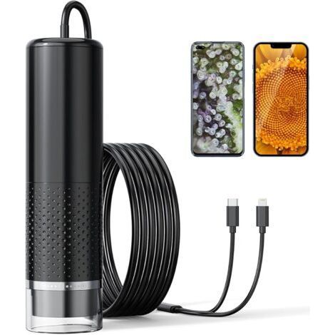 Digitales USB-Mikroskop, 50- bis 1600-fache Vergrößerung, tragbares Endoskop mit 8 LEDs für Android (USB-C), iPhone und iPad (1/5)
