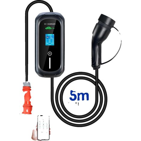 Chargeur EV Mobile, 22KW Type 2, Contrôle par Application Intelligente, noir, TYPE2 (1/2)