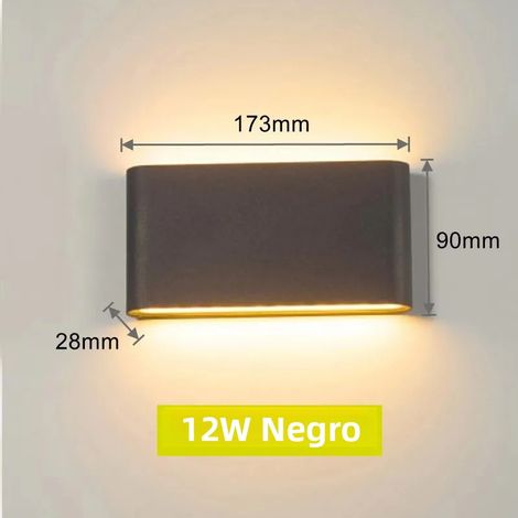Applique murale LED étanche (blanc froid 12 W, noir), style moderne, en aluminium (1/2)