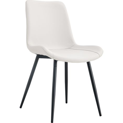 Lot de 4 chaises de salle à manger en simili cuir blanc avec structure en métal noir antidérapante (1/5)