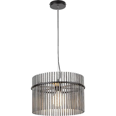 Lampada a sospensione INESA E27 1x max.40W metallo nero, vetro colorato H: 150cm Ø40cm dimmerabile (1/5)