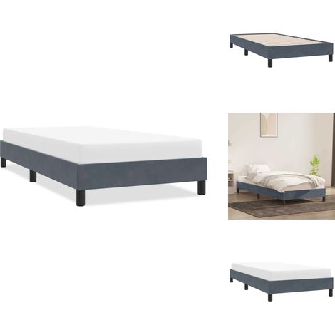 Cadre de lit sans matelas gris foncé 90x220 cm velours - Cadre De Lit - Cadres De Lit - Lit - Meuble De Chambre À Coucher (1/5)