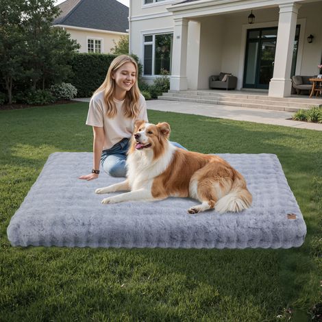 BingoPaw Dog Bed with Removable Washable Cover for Small Medium Large Jumbo Dogs - Grey 200x130x18cm