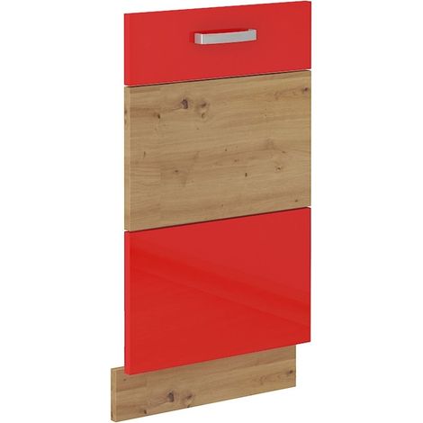 Frontblende für vollintegrierten Geschirrspüler 45 Eiche Artisan Rot Hochglanz (1/2)
