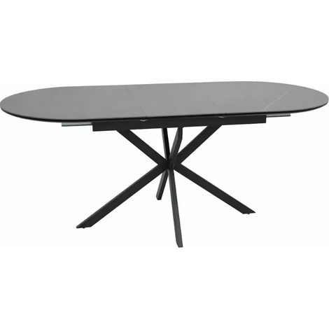 Table repas extensible 140 cm ovale gris mat 8 personnes pied métal BOREALIZ6 (1/3)