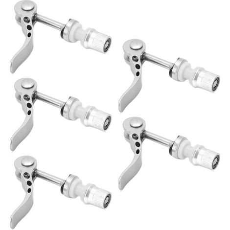 Lot de 5 colliers de serrage de tige de selle à dégagement rapide en alliage d'aluminium durable pour vélos à pignon fixe universels, couleur argent (1/5)