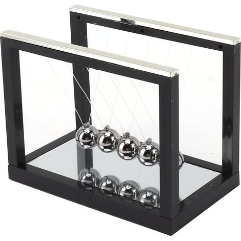 Boules d'équilibre en acier inoxydable pour berceau de Newton, avec miroir inférieur, pour soulager le stress et décorer un bureau. (1/5)