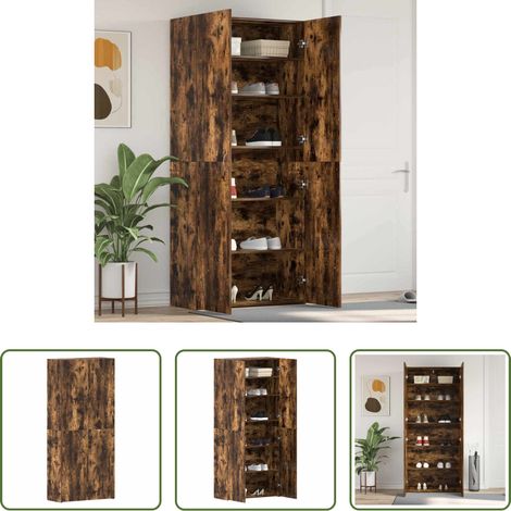 vidaXL Meuble de rangement - Cabinet à chaussures avec porte Multicolore 80 x 35.5 x 180 cm (1/5)