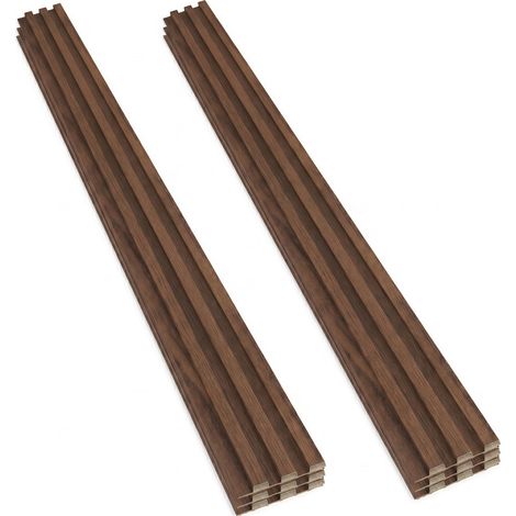 Chopin - Set 6 Pannelli Fonoassorbenti Decorativi 18x235x2,1 cm per Interno ed Esterno in WPC Walnut (1/5)