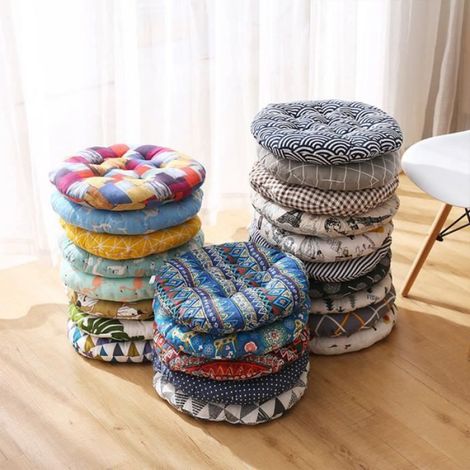 Lot de 4 Coussin de Chaise Coussins de Siège Ronde Epais Galette de Chaise Ronde Rembourré Coussin D'assise,T, 40X40CM
