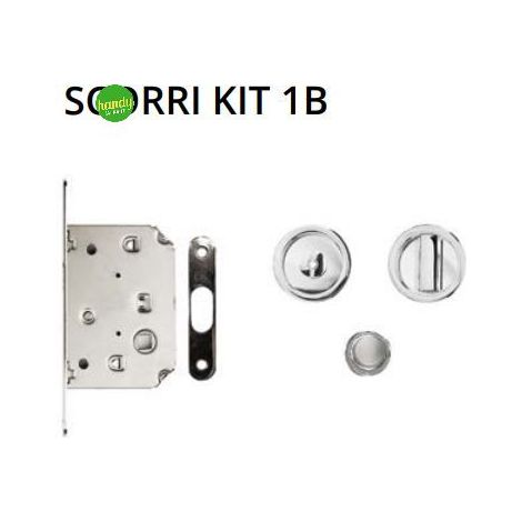Kit per porta a scorrimento Ghidini gm quadrato con serratura cromo satinato (1/2)