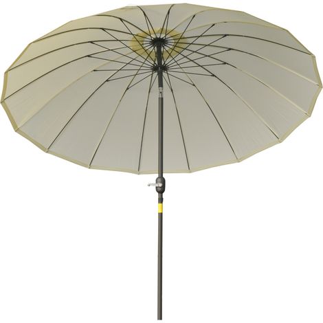 Gerader Gartenschirm, 2,5 m Durchmesser, neigbar, beige, 18 Streben, Kurbelgriff, Metallstange, Fiberglas, Polyester HD