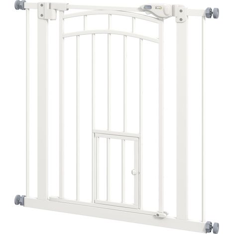 Selbstschließendes, bohrfreies Tiersicherheitstor, schwarzer Stahl, 74–80 cm