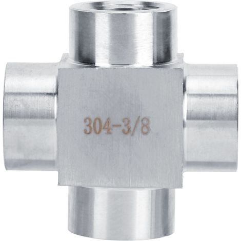 Raccord argenté en acier inoxydable durable, adaptateur de raccord de tuyau, eau pour connecteur de tuyau (quatre voies 3 points 3/8) (1/5)