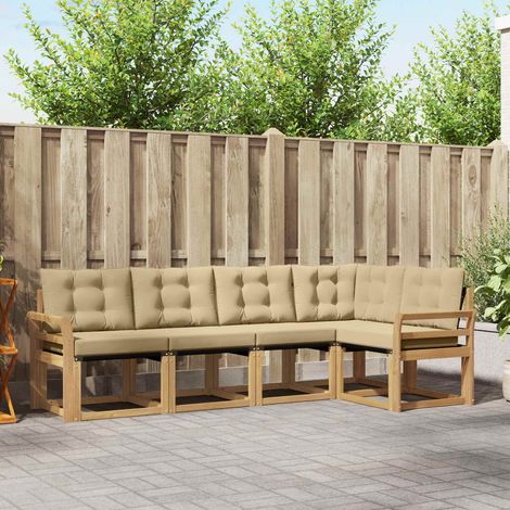 vidaXL Outdoor-Sofagarnitur mit Kissen 5 pcs Weiß und Beige (1/5)