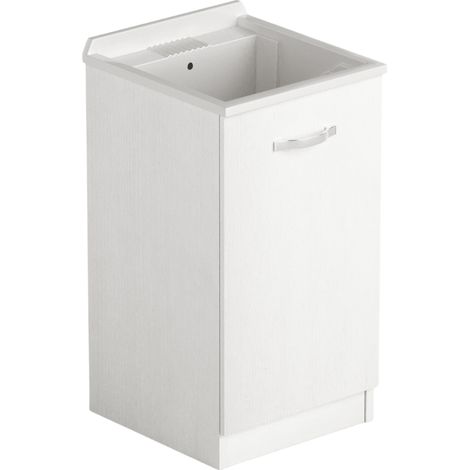 Lavatoio in legno 47x50 con anta colore bianco frassinato (1/2)