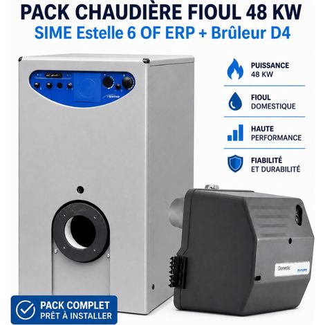 Pack chaudière fioul 48 kw SIME Estelle 6 OF ERP + Brûleur D4