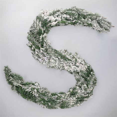 Ghirlanda natalizia "Babai" effetto neve 180 cm verde e bianca (non illuminata)