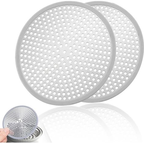 Attrape-Cheveux - Acier Inoxydable 304 Et Silicone Souple - Pour Drain Douche Baignoire Salle De Bain Buanderie - Lot De 2 - 12 Cm (1/5)